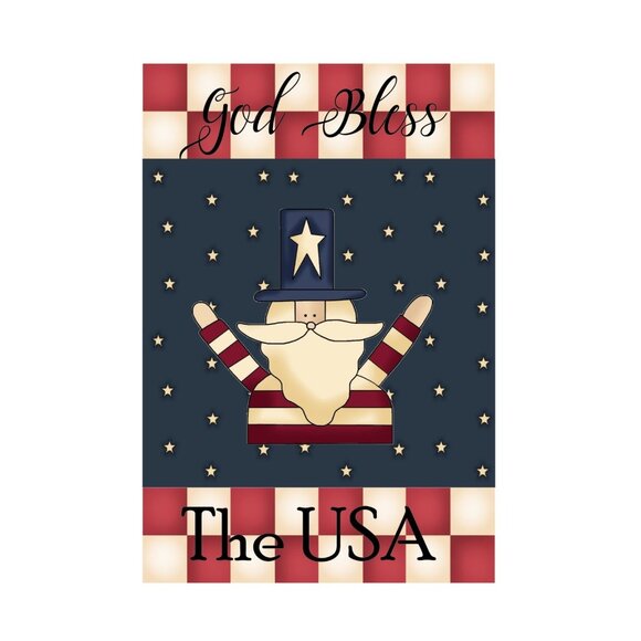 GOD BLESS The USA Uncle Sam Primitive Double Sided Patriotic 12 x 18 Garden Flag - Picture 8 of 9